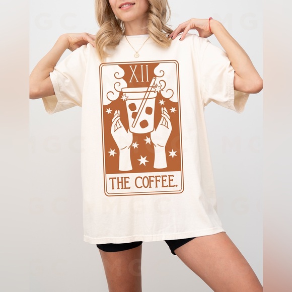 Comfort Colors The Coffee Tarot Card Celestial Graphic Tee - Picture 5 of 10